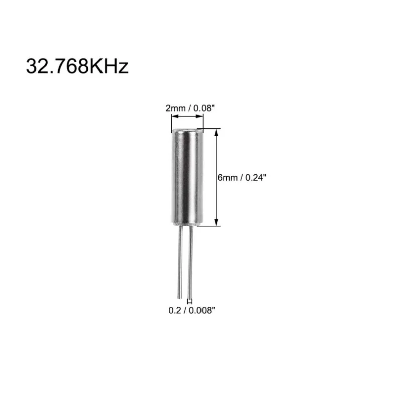 10PCS 32.768KHz Oscillator คริสตัลควอตซ์ 32.768 KHZ 32.768K 2*6 มม.กระบอกควอตซ์ Resonator 12.5pF ± 20ppm