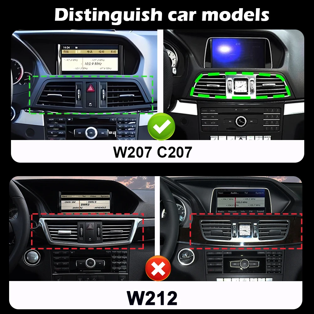 for Mercedes Benz E Class C207 W207 A207  2009 - 2015 Android 14 Car Radio Video Wireless Player Carplay DSP Stereo Touch Screen