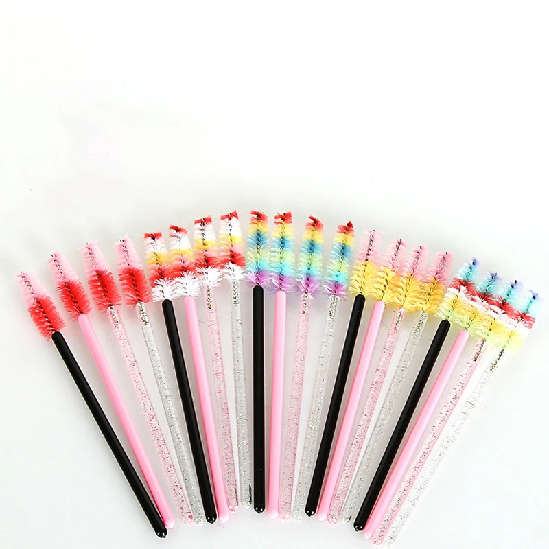 Einweg Bunte Kristall Wimpern Pinsel Kamm 50Pcs Wimpern Verlängerung Mascara Zauberstäbe Make-Up Professionelle Make-Up Schönheit Werkzeug