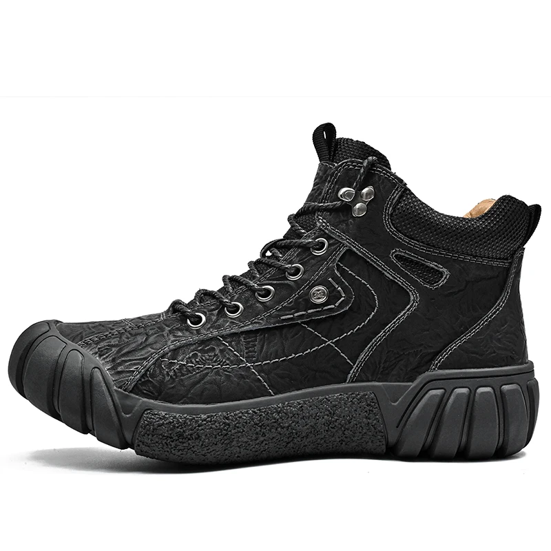 Men Leather Shoes Hiking Shoes Casual Shoes Shock-Absorbing Footwear Wear-Resistant Tooling Shoes Fashion Sneakers