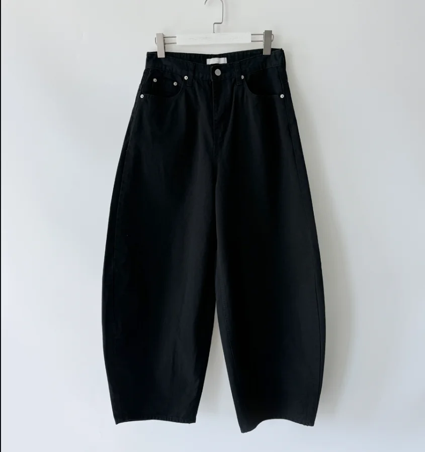 High Waist Pure Color Washed Zipper Buckle Silhouette Jeans Casual Wide Leg Pants Standard Fit Four Seasons Cotton Denim
