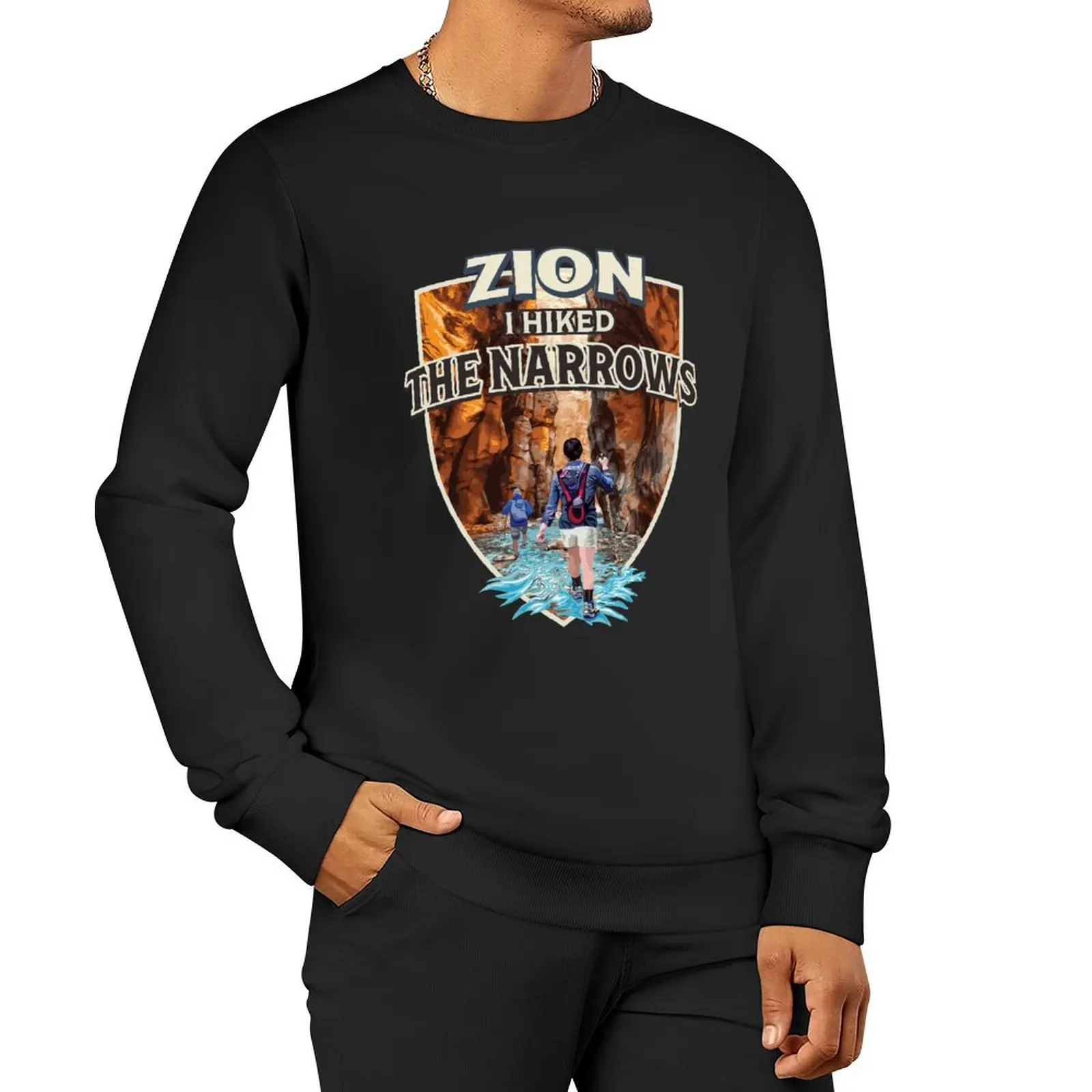 

Zion National Park - I Hiked the Narrows Retro Vintage Design Pullover Hoodie men's clothing tracksuit sports sweatshirt man