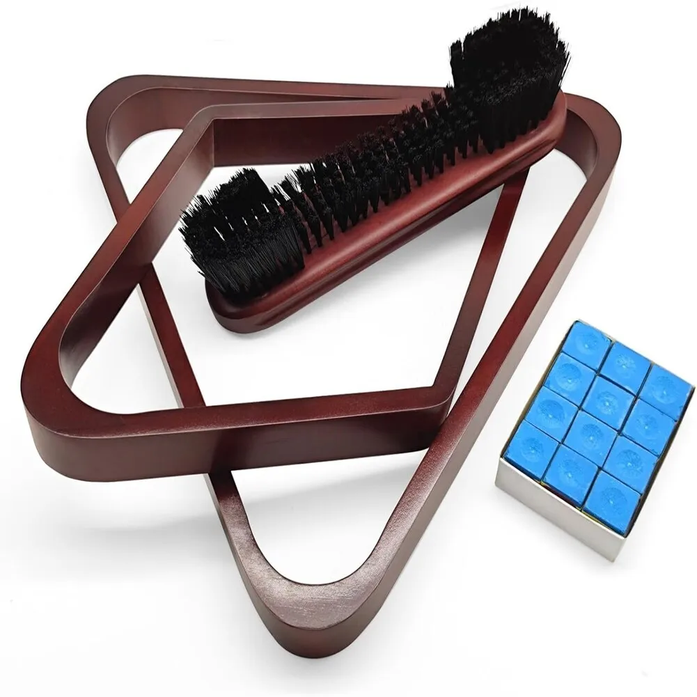 Brown Wood Triangle Rack Solid Wood Construction Regulation Size Compatibility Fits Standard 2-14 Balls For Pool Table