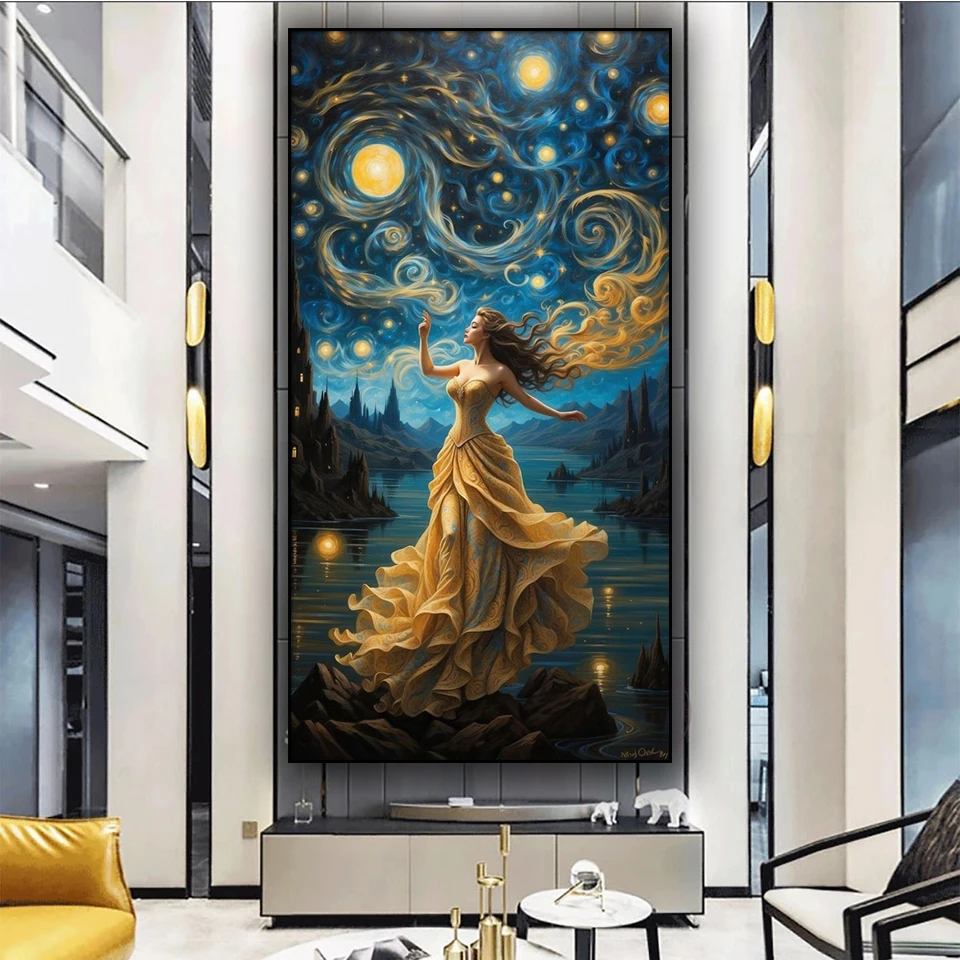 woman dancing under the starry sky DIY Diamond Painting New 2024 jewelry Cross Stitch Mosaic Diamond Embroidery art Home Decor