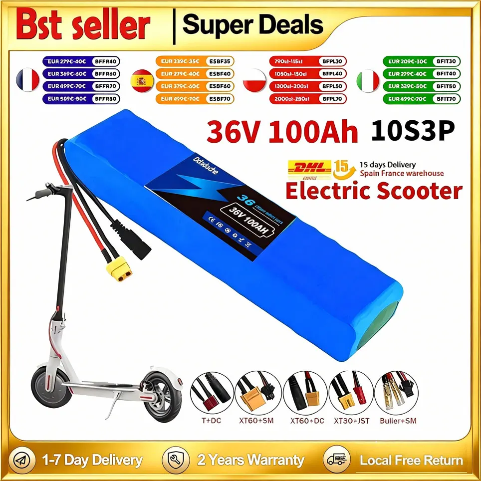 battery18650 Lithium-Ionen-Akku 100 Ah 10s3p 36 V Akku, zusammenklappbarer Moped-Stadtfahrrad-Akku