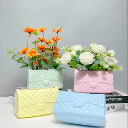 Luxury Handbag Vase Silicone Molds Flower Vase Concrete Moulds Ladies Bag Plaster Molds Flowerpot Cement Mold DIY Home Crafts