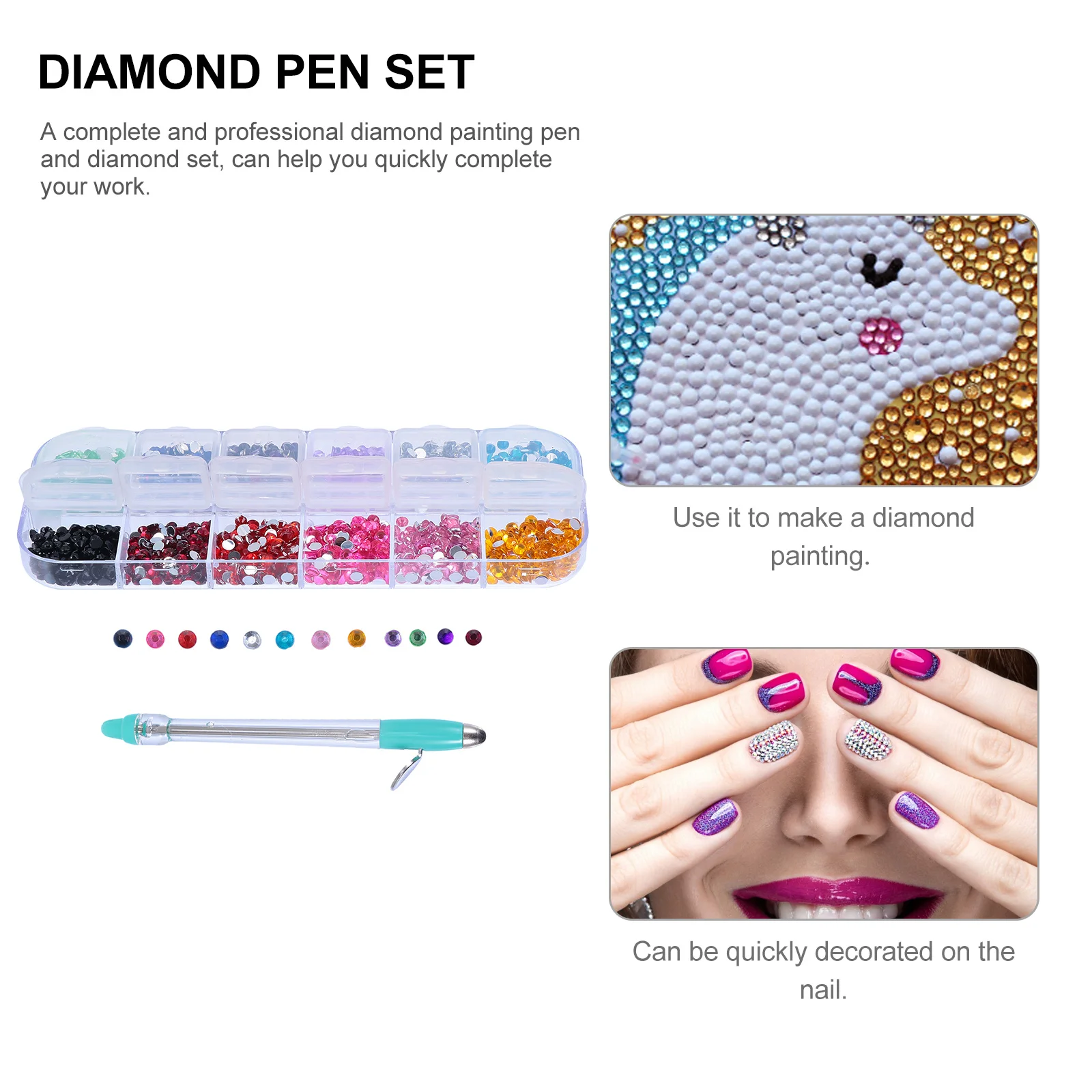 

1 set Point Drill Pen Set Manual Tool For Rhinestone Art Manicure Painting Diy Diamond Craft Kit Ergonomic Handle Sturdy Durable