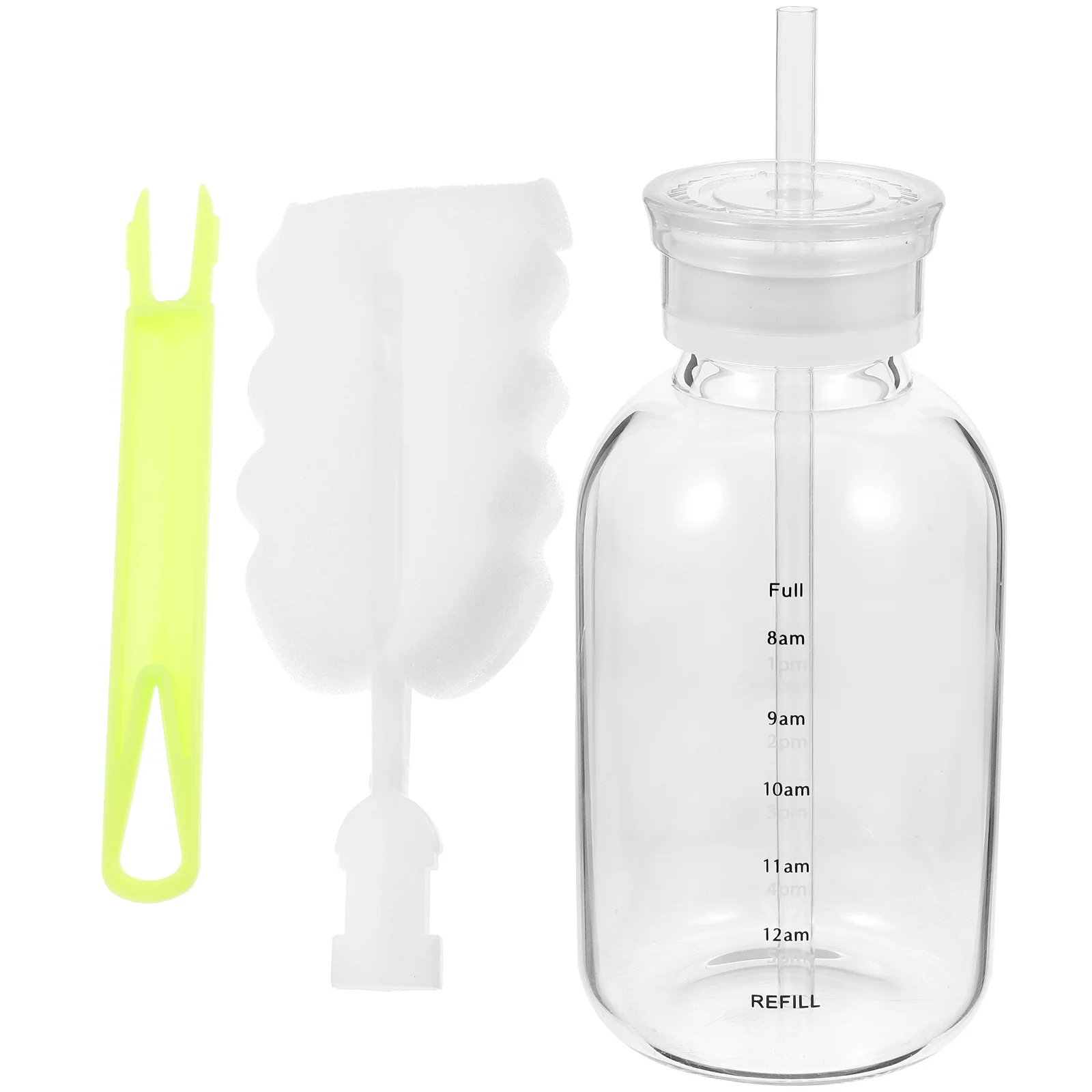 

1Set Portable Glass Juice Bottle Large Capacity Straw Cup Glass Coffee Cup Reusable Water Bottle with Lid Empty Juice Bottles