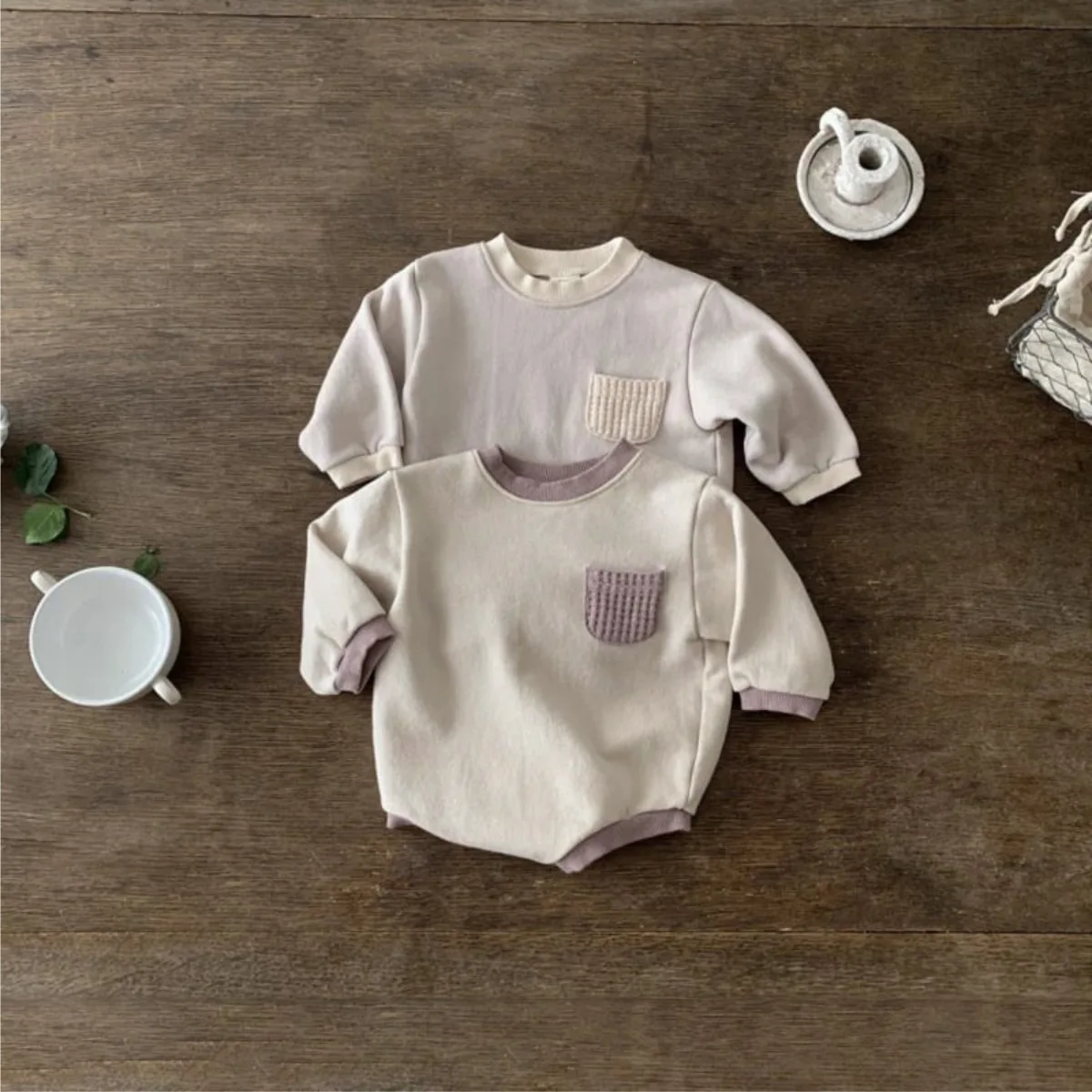 

2025 Autumn New Baby Long Sleeve Bodysuit Cotton Infant Boy Girl Casual Pocket Jumpsuit Solid Newborn Toddler Clothes 0-24M