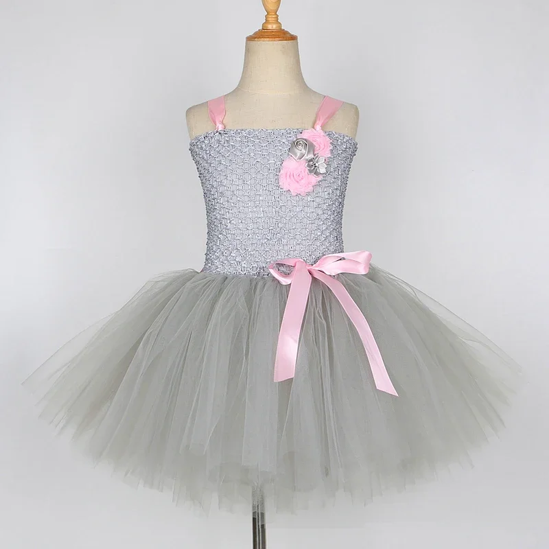 Mouse tutu dress baby girls Gray for kids toddler birthday Halloween costumes girl animals cosplay outfits children clothes set