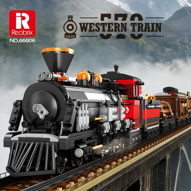 2851PCS Reobrix 66806 Norfolk and Western Train Model Building Block American Steam Locomotive Toys Adults Technical Bricks