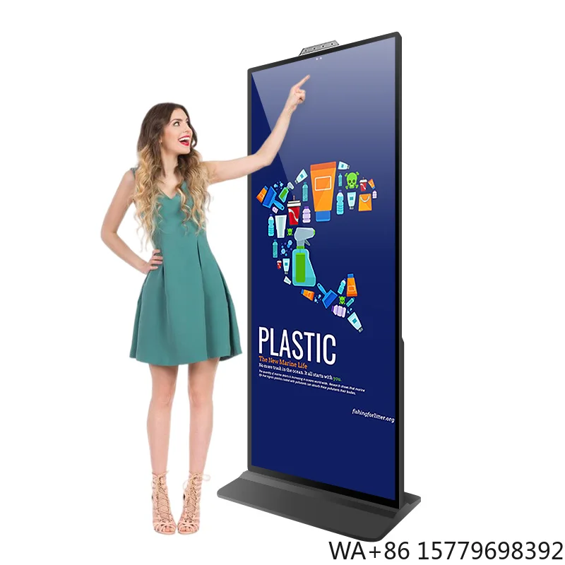 

Indoor 75 Inch Stand Alone Touch Screen Displays FHD LCD Screen Totem Digital Signage Kiosk Commercial