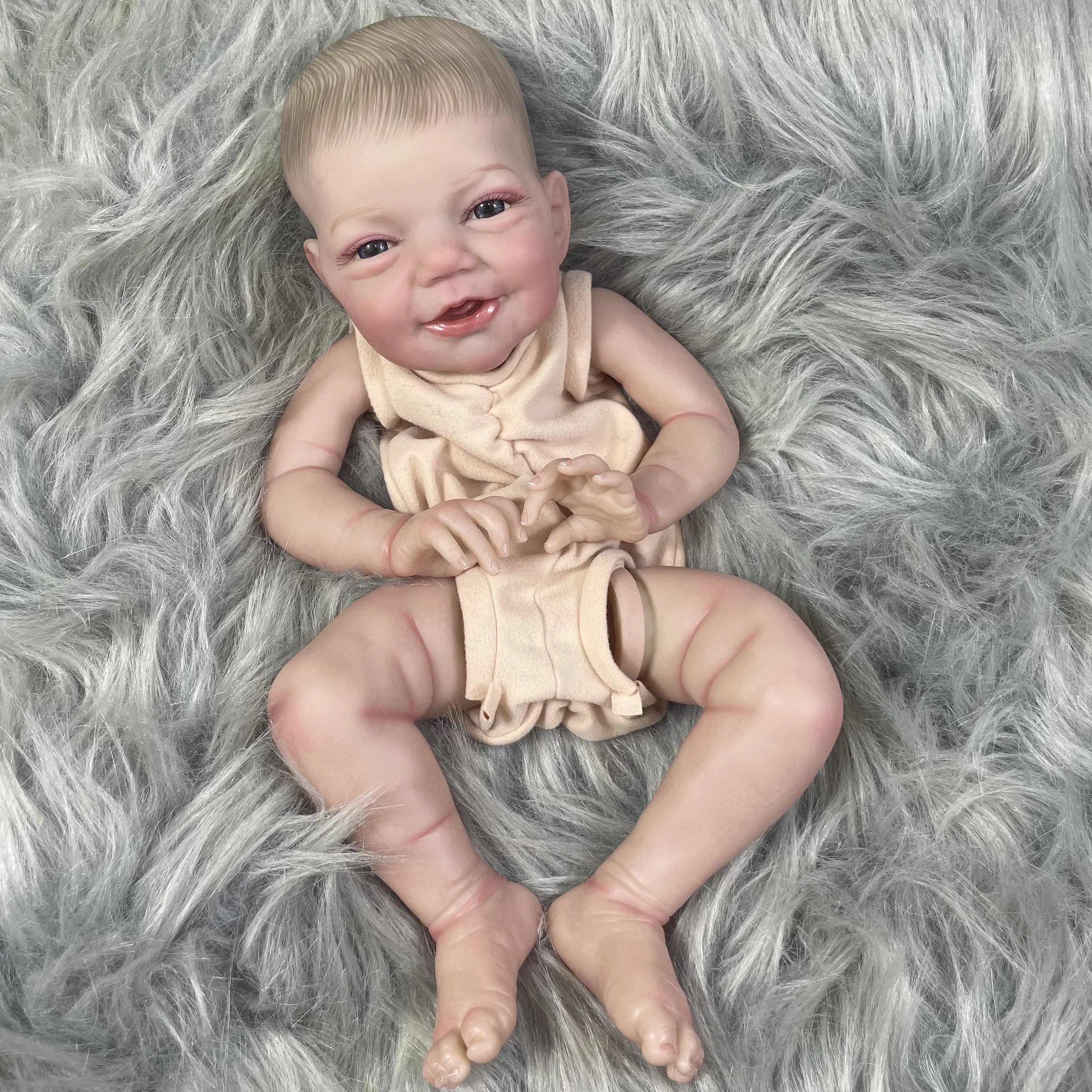 

19 Inch Finished Painted Vinyl Reborn Doll Kit Charlie Newborn Vinyl DIY Handmade Toy Reborn Molds Kit With Cloth Body and Eyes