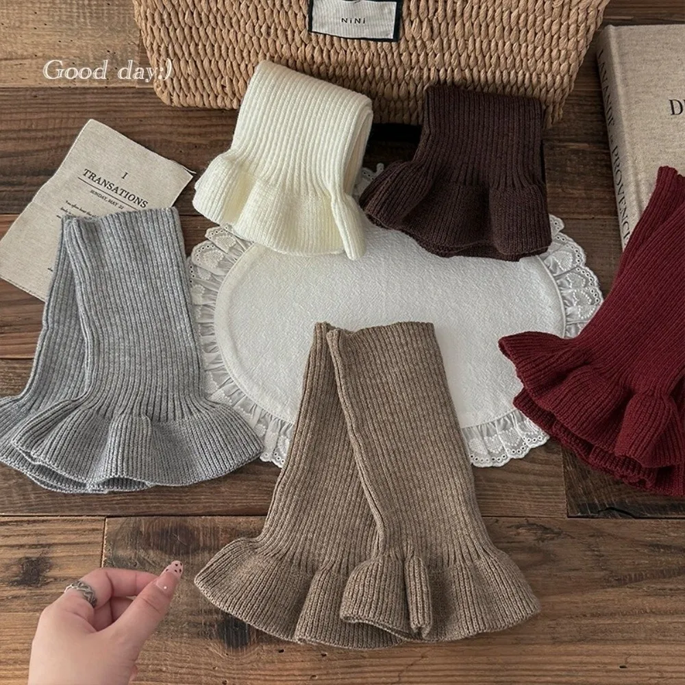 New Solid Color Leg Warmers Thickened Lolita Mid-Calf Sock Harajuku Knitted Boot Covers Kids