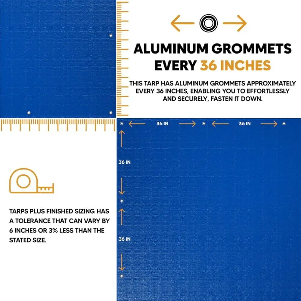 أقمشة زرقاء شديدة التحمل مقاس 20 × 25 قدم، 6 مل، مقاومة للماء، مقاومة للأشعة فوق البنفسجية، حلقات معززة، غطاء متعدد الأغراض #5