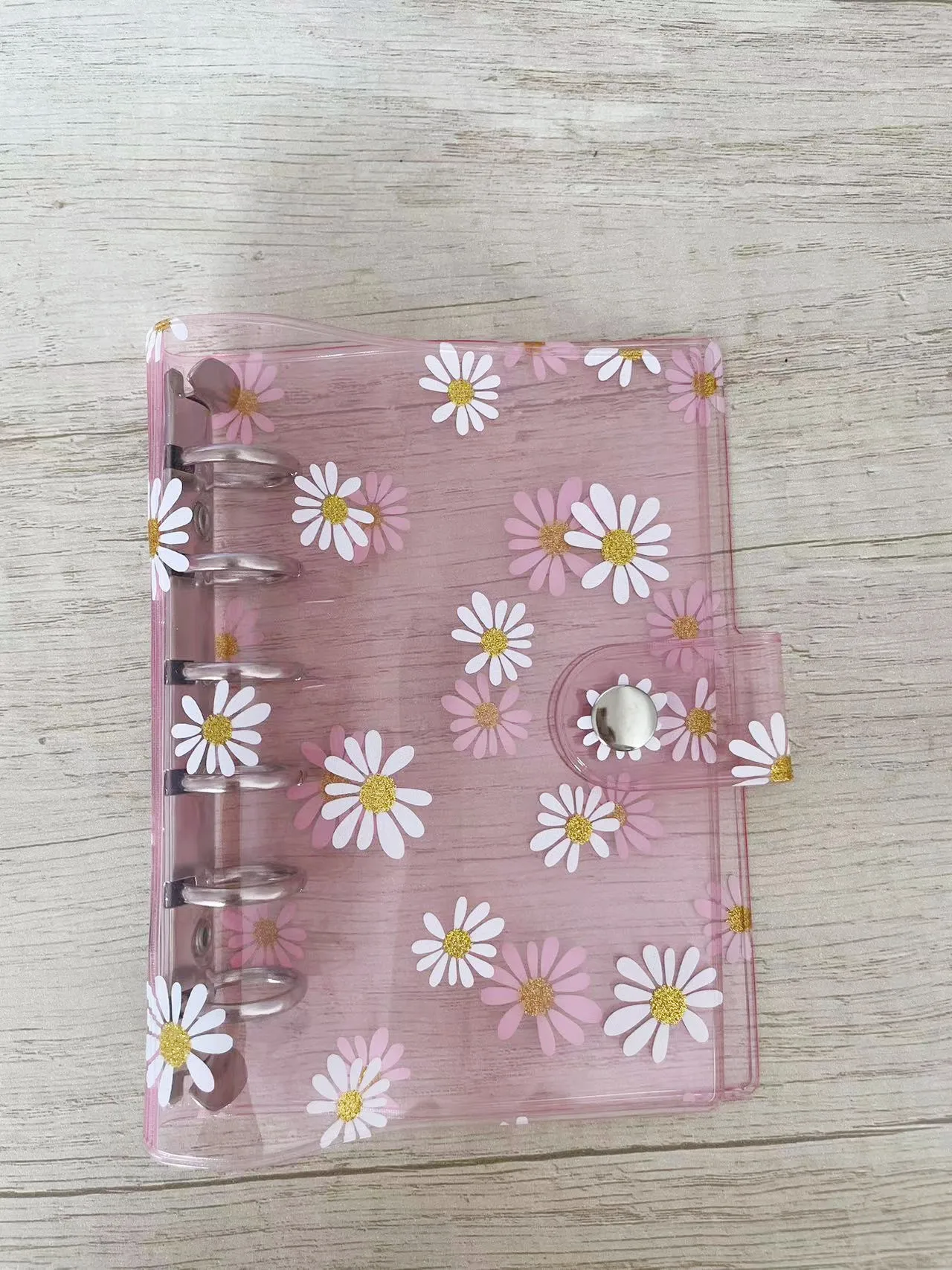 A7 Transparen Black Green Daisy Notebook Organizer Binder Cover Journal Sketchbook Accessories Diary Office Supplies