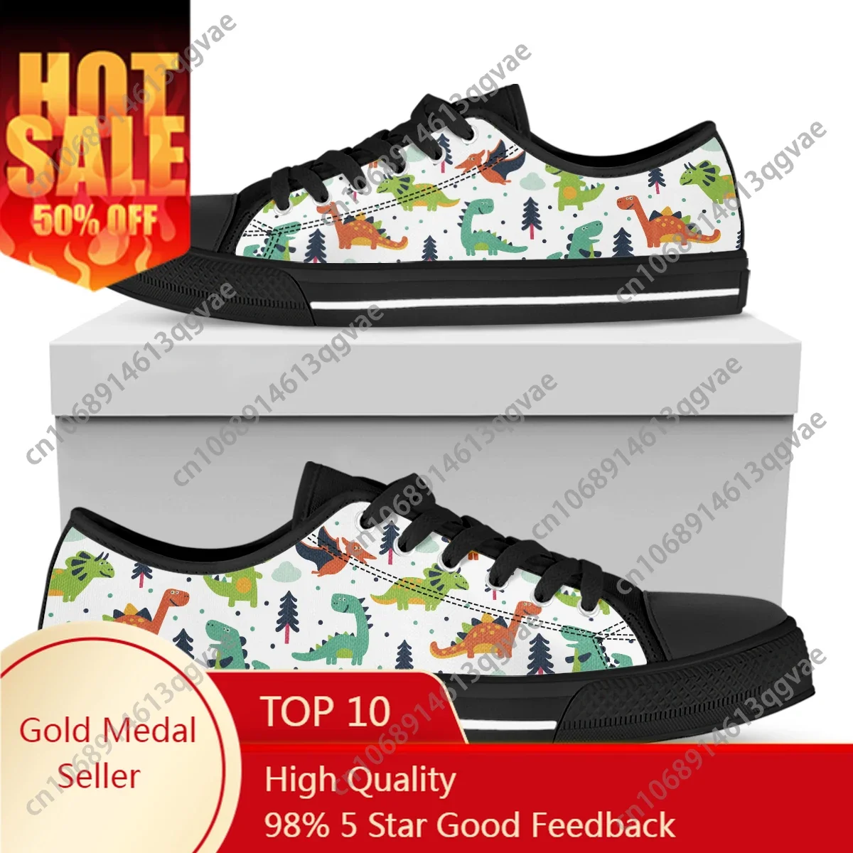 

Cartoon Dinasour Low Top High Quality Sneakers Mens Womens Teenager Canvas Light Sneaker Couple Shoes Custom Personalized Shoe