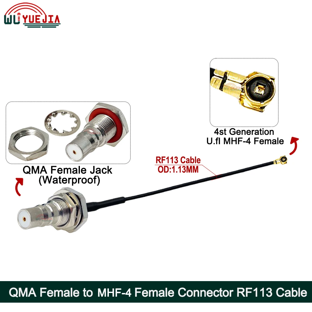 1Pc U.FL RF 1.13 Pigtail Cable MHF-1 MHF4 Female to Bulkhead QMA Female Jack Connector 50ohm RF113 WIFI Antenna Extension Jumper