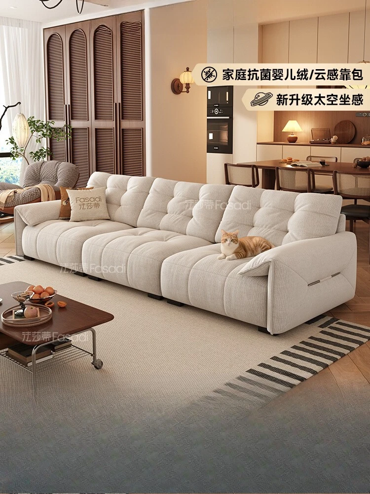 Medieval cream style fabric sofa living room new retro straight row three cloud sofa chenille