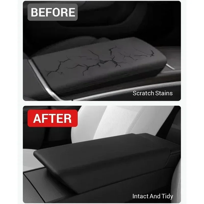 For Tesla Model 3/Y 2019-2022 Car Central Armrest Box Pad For Tesla Model 3 Highland 2024 TPE Center Console Arm Rest Lid Cover