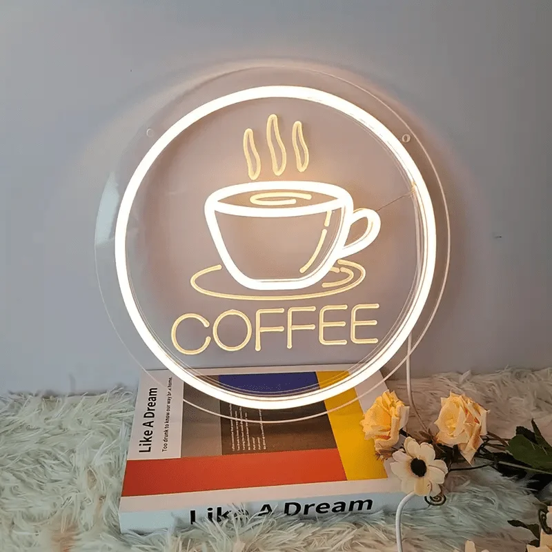 

Coffee Cup Neon Sign-3D Carved Wall Hanging Art Lamp with Switch Control for Coffee Shops, Bars, Restaurants, and Home Decor