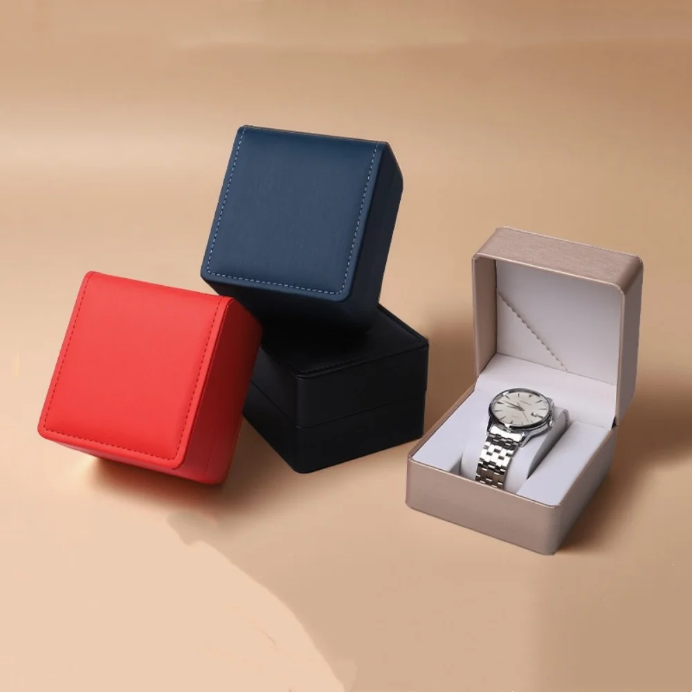صندوق ساعة أنيق للنساء والرجال صندوق هدايا لساعة اليد الفردية من جلد البولي يوريثان وحامل عرض وإكسسوارات المجوهرات #1