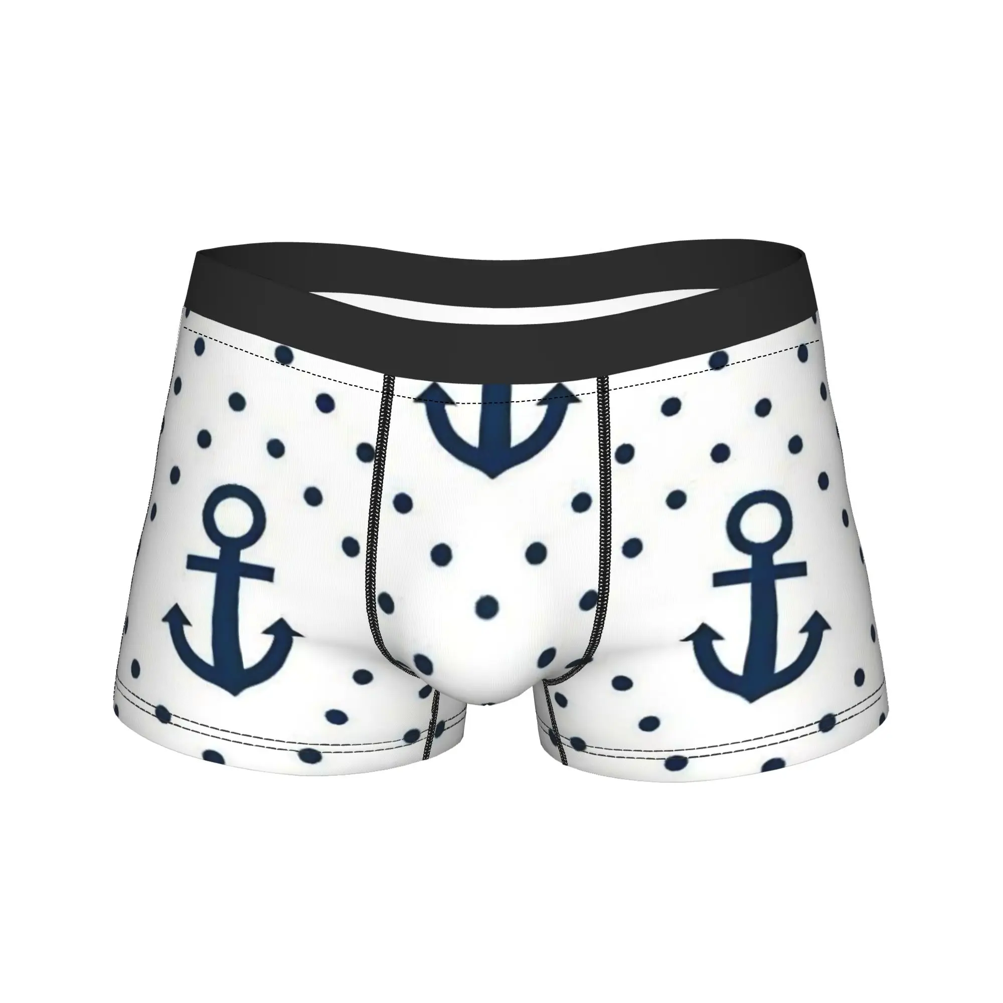 Nautical Anchor Boat Shorts Briefs  Underwear Trenky Men's Classic Boxer Shorts Custom Oversize Underpants
