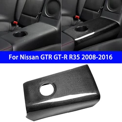 For Nissan GTR GT-R R35 2008-2016 Car Accesorries Real Carbon Fiber Car Interior Decoration Sticker Rear Seat Armrest Box Cover