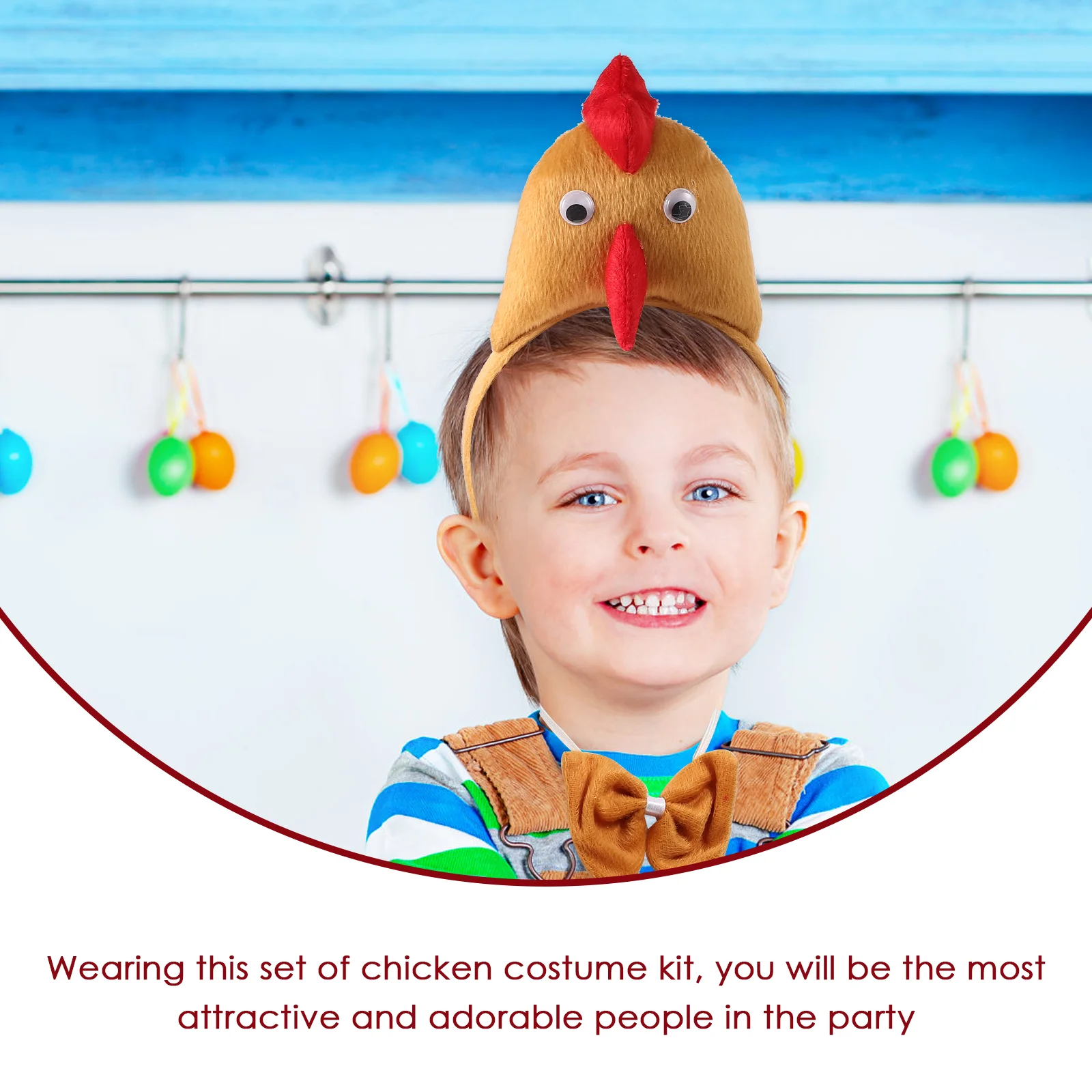 Chicken Headband Three-dimensional Three-piece Set Inflatable Halloween Costume Suite Cotton Easter Bow Tie