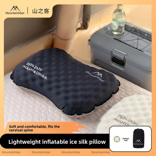 MOUNTAINHIKER-almohada de seda de hielo para acampar al aire libre, almohada portátil para siesta, almohada de viaje, almacenamiento, artefacto para dormir, almohada inflable