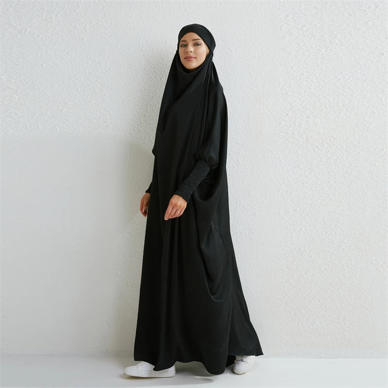 عباية نسائية إسلامية مقاس كبير فستان رداء نحيف يتميز بتصميم مقنع وأكمام سموكينج قطعة واحدة صلاة دبي السعودية تركية