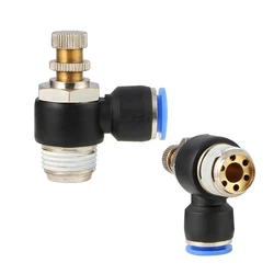 4PCS SL4 6 8 10 12mm M5 PT1/8 1/4 3/8 1/2 One Touch Air Pneumatic Fitting Speed Controller Regulating Throttle Valve Connector