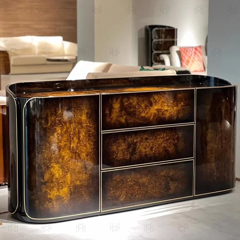 Tree knot solid wood TV cabinet, Italian light luxury living room hotel apartment modern design