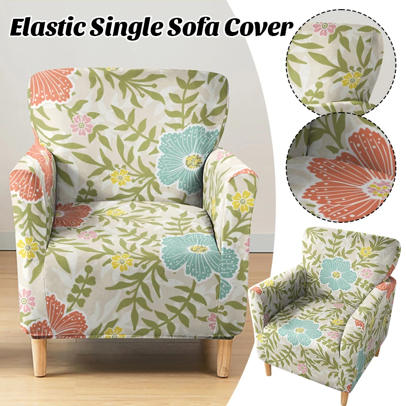 Printed Floral Armchair Cover Elastic Single Club Chair Covers Anti-dirty Sofa Slipcover Furniture Cover for Bar Counter
