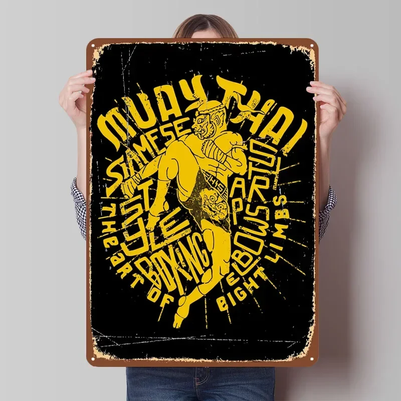 Ханном Муайтай Типография Боксер Плакат Бокс Металлические Вывески Украшение Комнаты Геймера Пользовательские Оловянные Тарелки для Настенного Художественного Украшения Ретро