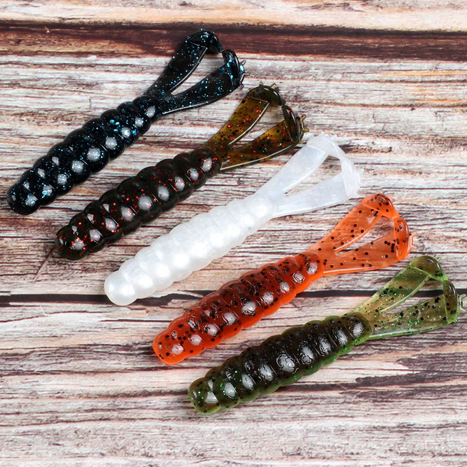 WALK FISH 6Pcs/Lot 7CM/3G Plastic Worm Twin Tail Soft Fishing Lure Floating Silicone Wobbler Artificial Swimbait Bass Fishing