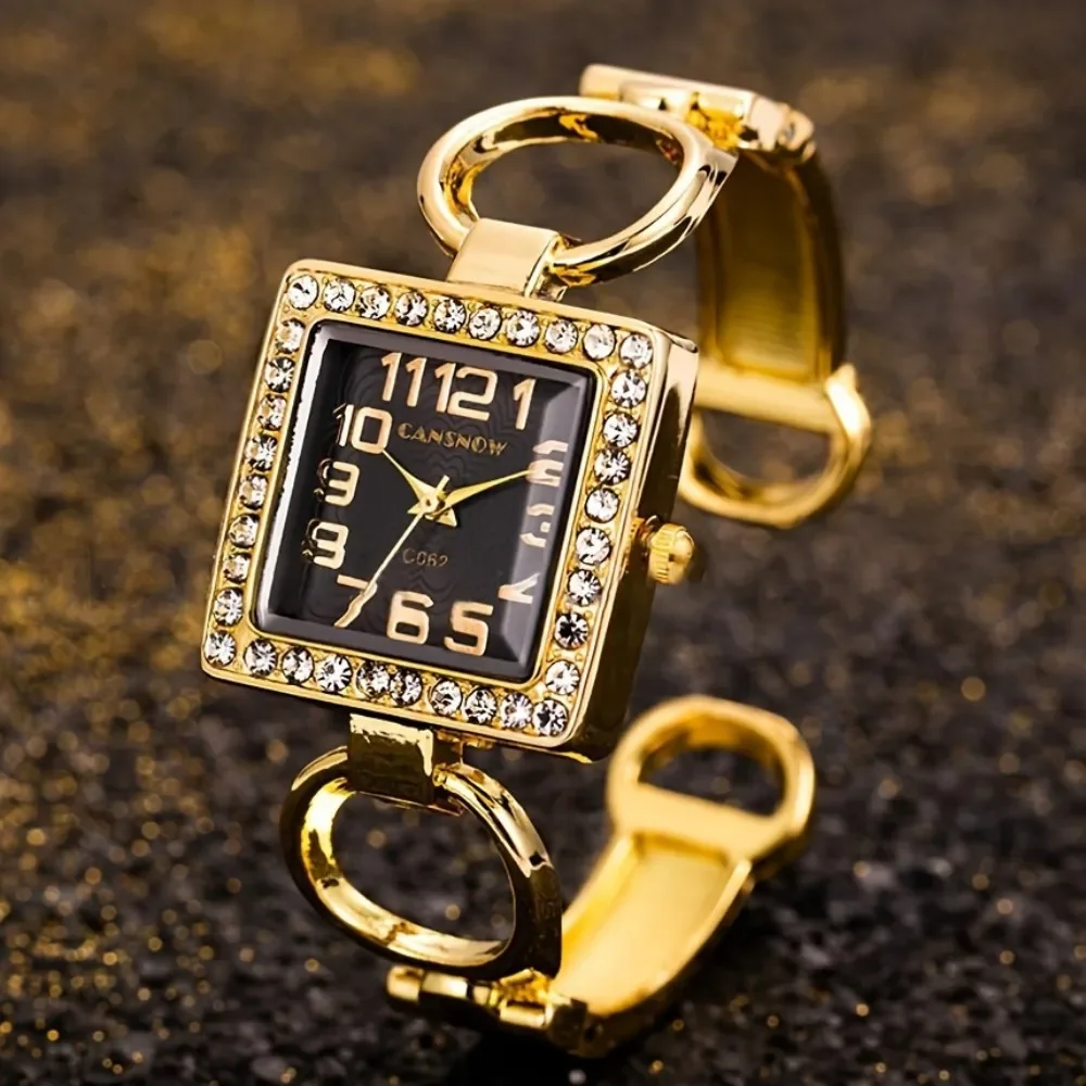 Fashion Rhinestone Square Dial Quartz Watch Elegant Female Ladies Bracelet Bangle Watch Hour Clock Relojes