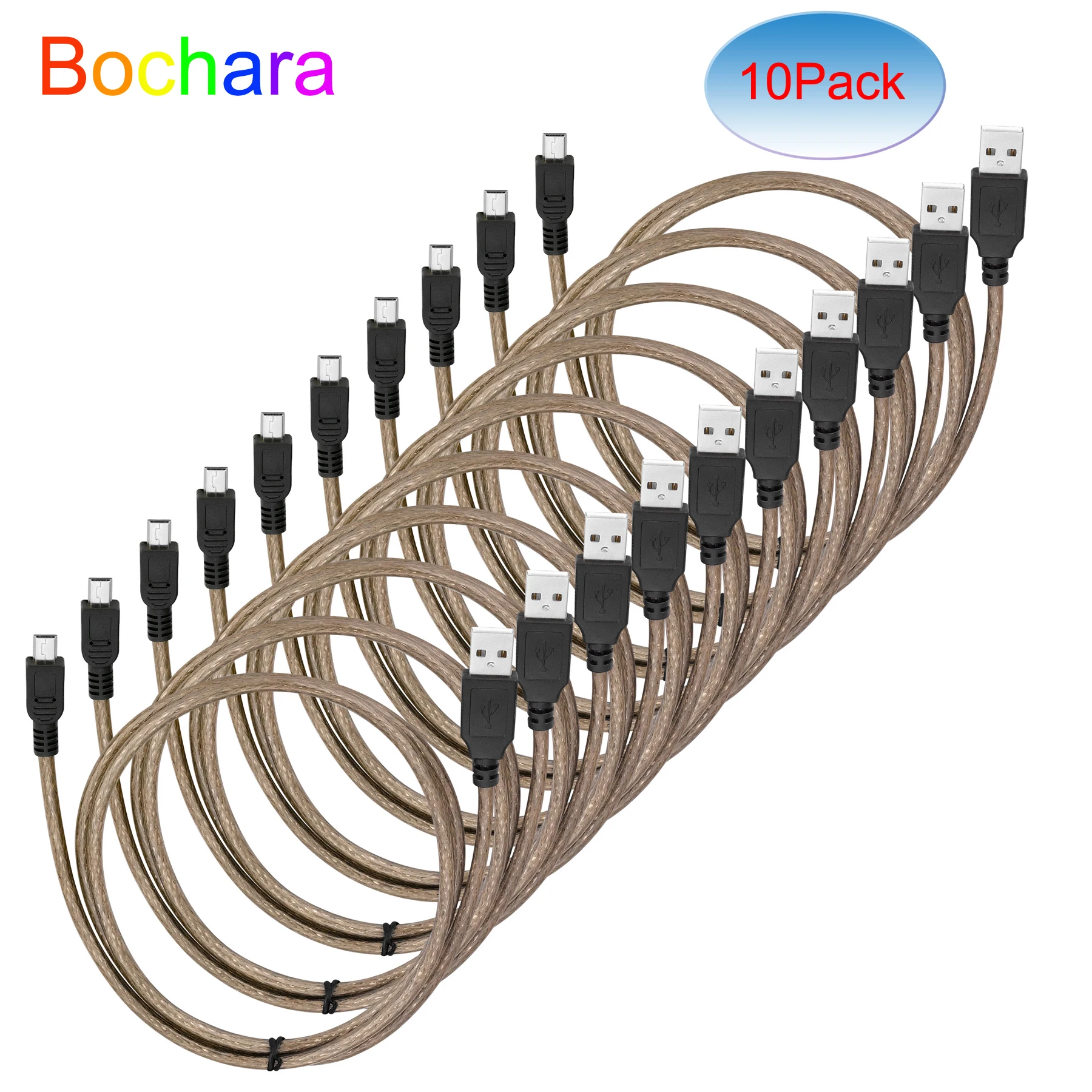 Bochara Mini 5P USB Cable USB 2.0 Type A Male to Mini 5P Male Data Cable Dual Shielded( Foil+Braided) 1meter 10Pack