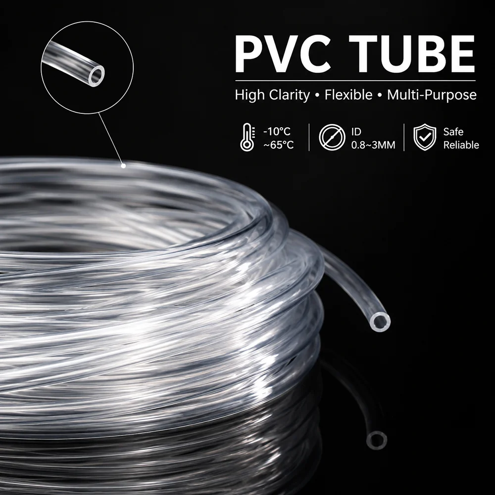 10M Transparent PVC Capillary Tube ID 0.8-3.0mm Lightweight and easy to cut installation/insulated and corrosion-resistant