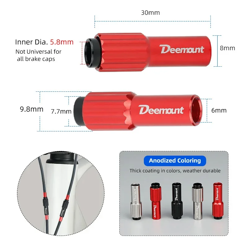 Micro-adjust Hollow Bolts for Bicycle 4mm Brake Hose 5mm Derailleur Cable Middle Section Tight Adjust CNC-machined Alum  Caps