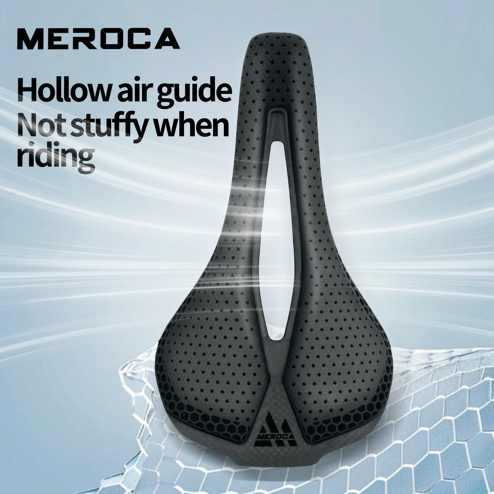 

MEROCA 3D Printed Carbon Fiber Seat Cushion Ultra-Light 152g Hollow Breathable Riding Saddle Bike Saddle Bicycle Accessorie