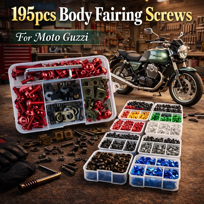 195pcs Motorcycle Fairing Bolts Body Screws Nuts For Moto Guzzi Breva 850 1100 1200 GRISO BREVA 1100 NORGE 1200 GT8V BREVA 750