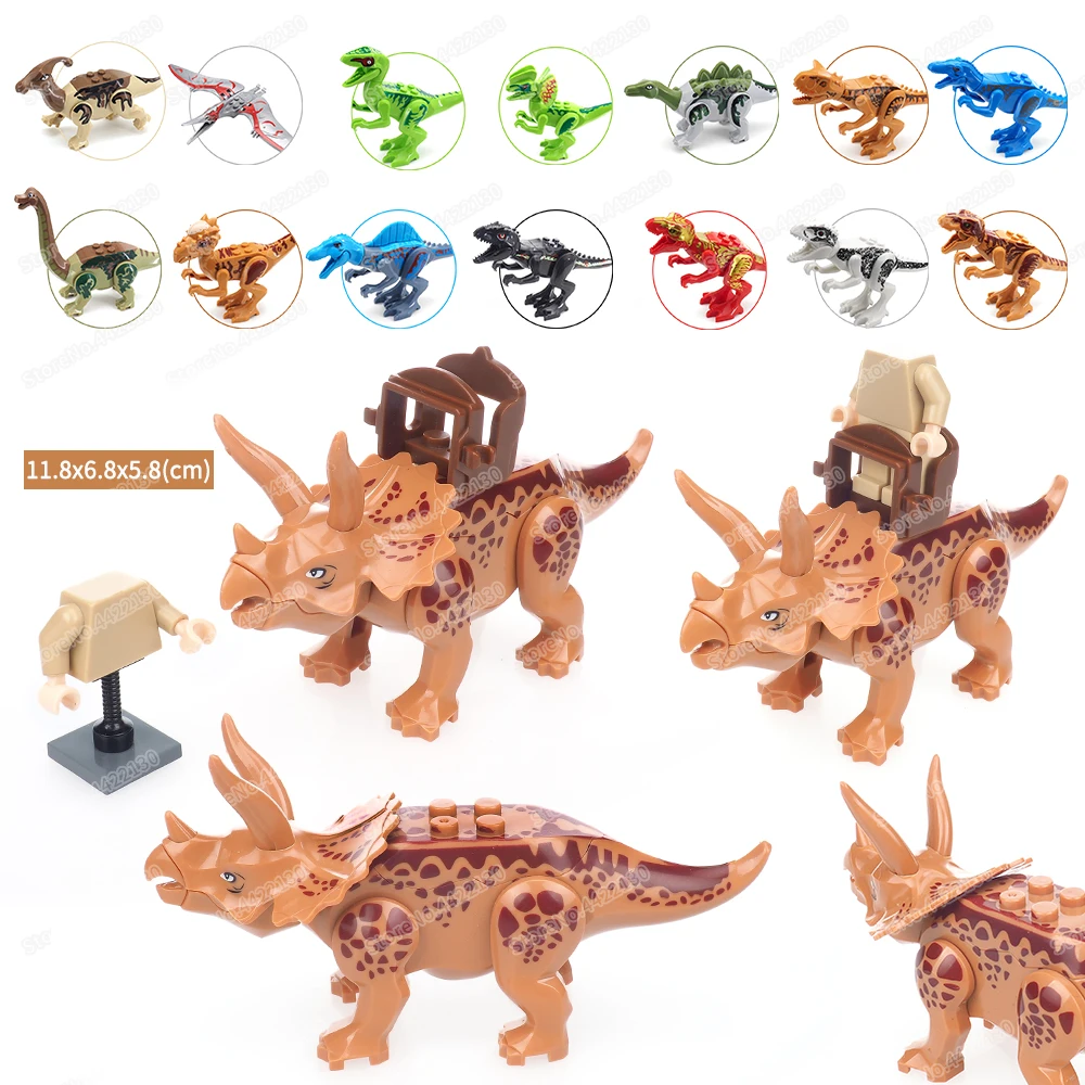 Dinosaur World Triceratops Knight Set Building Block Moc Figures Training War Dragon Assemble Scenes Model Child Gifts Boy Toys