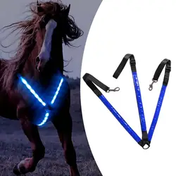 LED Horse Breastplate Collar Battery Operated Equestrian Safety Gear Protective Adjustable Webbing Chest Strap for Horse Show