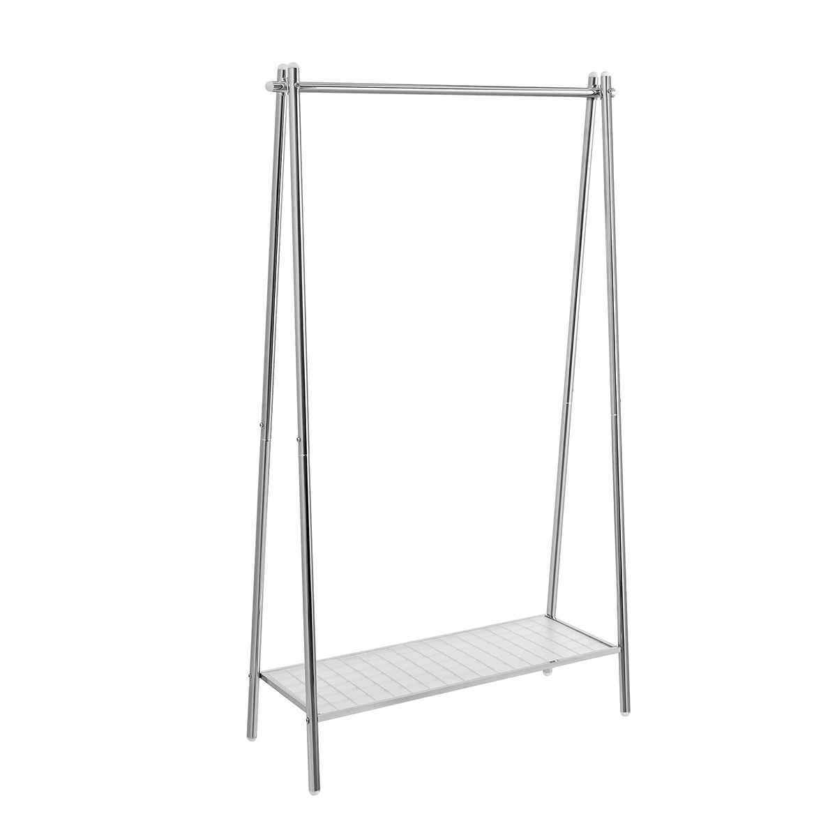 Portant à Vêtements, Cadre en Acier, avec Tringle et Étagère, 33,5 x 92,5 x 153 cm, pour Chambre, Vestiaire, Buanderie, Argent