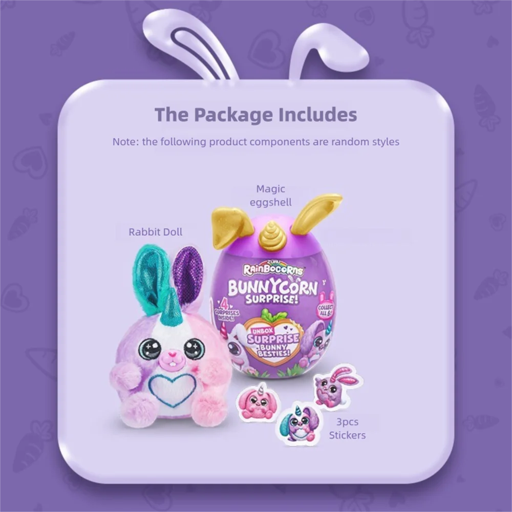 ZURU Rainbocorns Unicorn Surprise Magic Egg وردي أرجواني أزرق لطيف أرنب الأسرة سلسلة صندوق أعمى دمية هدية لفتاة #4