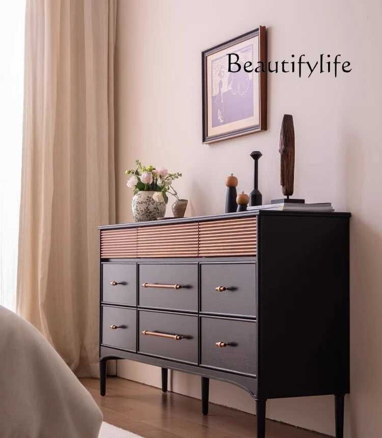 

French retro medieval solid wood living room dining side cabinet bedroom household bedside chest nine chest cabinet