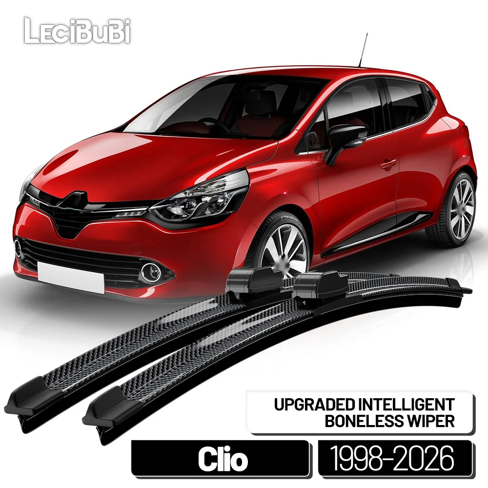 For Renault Clio 2 3 4 5 1998-2026 2pcs Front Windshield Wiper Carbon Fibre  Blades Windscreen Wipers 2000 2005 2019 2020 2021