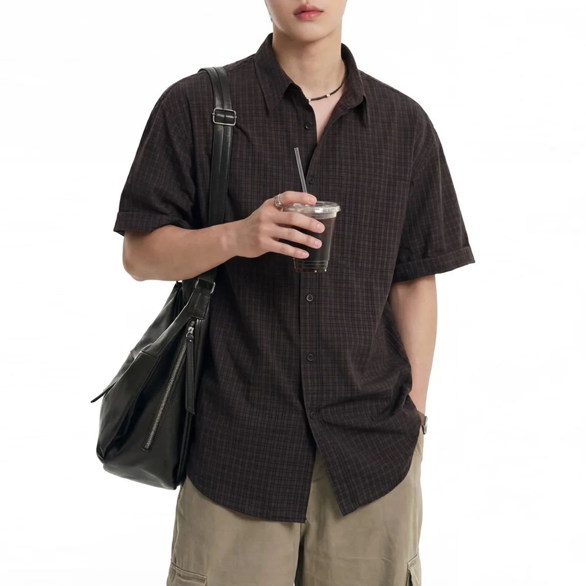 Old Money Wind 2026 Summer Loose Plaid Short-sleeved Shirt Men's Casual Shirt Commuter Style Versatile Top