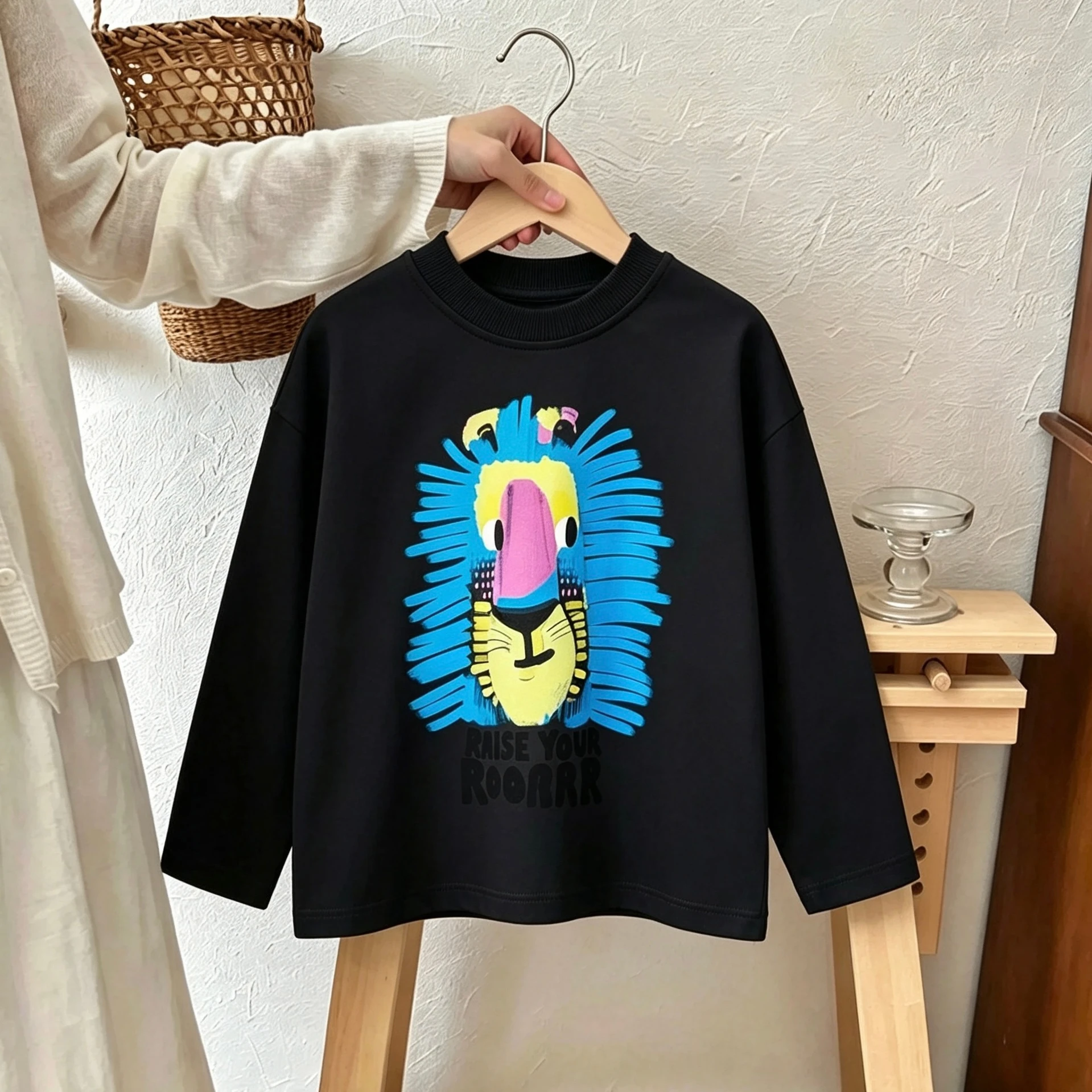 Child's T Shirt Printing Long Sleeve Fashion Casual Spring Autumn Clothing Crewneck Pullovers Baby Thin All-match Base Shirt